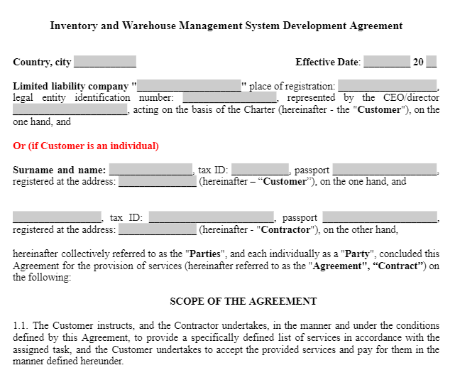 Inventory and Warehouse Management System Development Agreement зображення 1