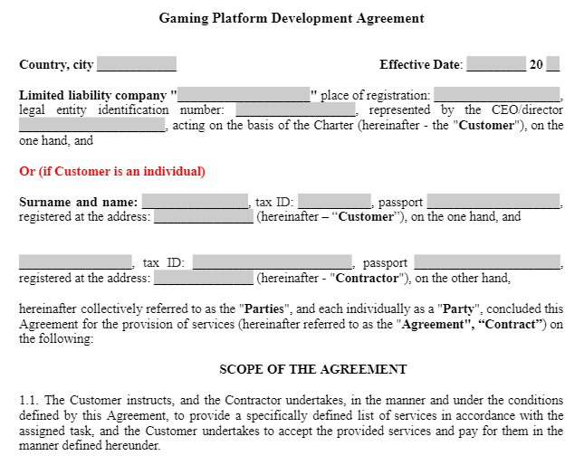 Gaming Platform Development Agreement зображення 1
