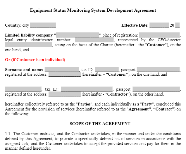 Equipment Status Monitoring System Development Agreement зображення 1