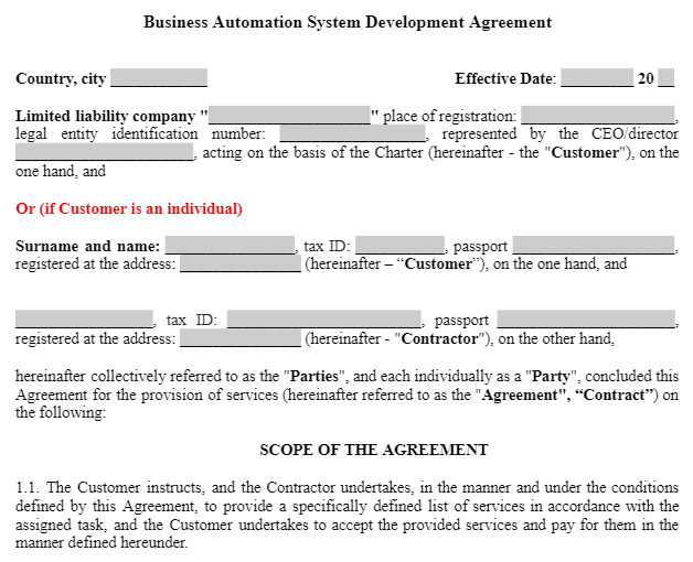 Business Automation System Development Agreement зображення 1