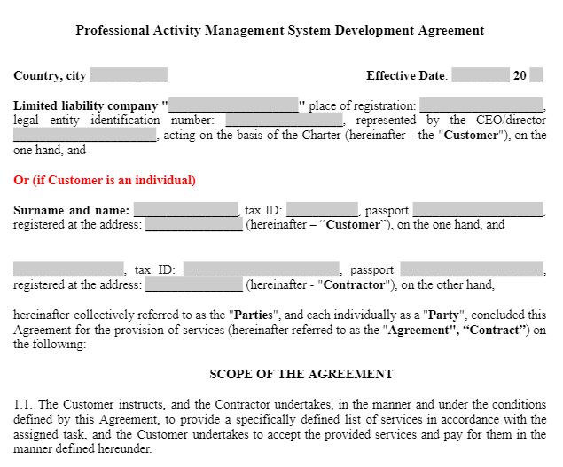 Professional Activity Management System Development Agreement зображення 1