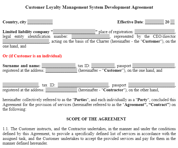 Customer Loyalty Management System Development Agreement зображення 1