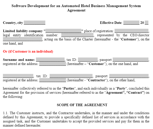 Software Development for an Automated Hotel Business Management System Agreement зображення 1