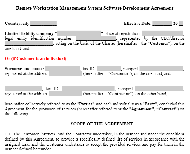 Remote Workstation Management System Software Development Agreement зображення 1