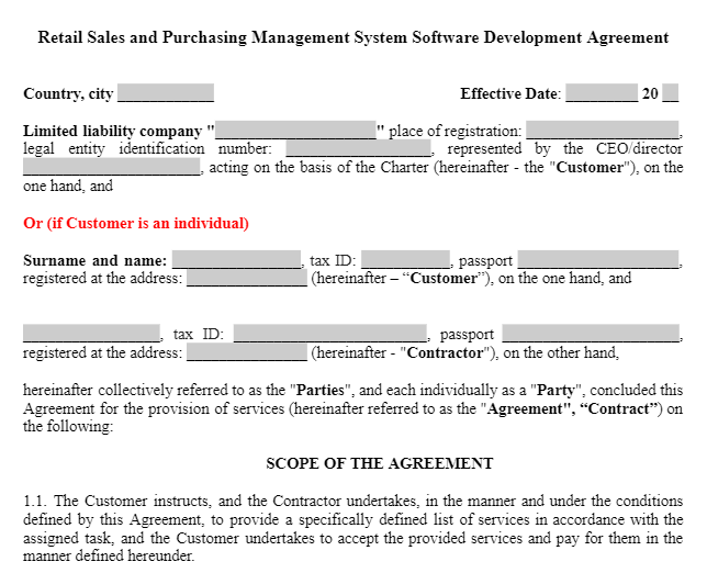 Retail Sales and Purchasing Management System Software Development Agreement зображення 1