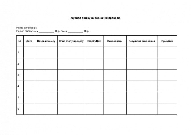 Журнал учета производственных процессов изображение 1