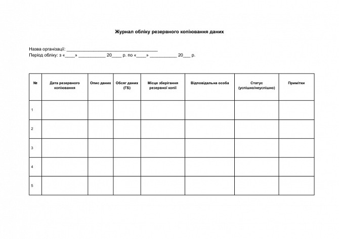 Журнал учета резервного копирования данных изображение 1
