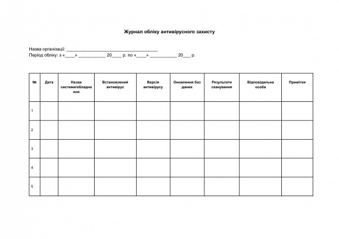 Журнал учета антивирусной защиты изображение 1
