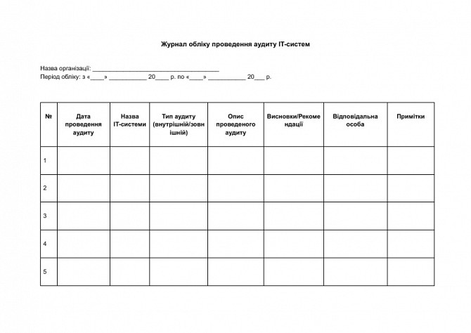 Журнал обліку проведення аудиту IT-систем зображення 1