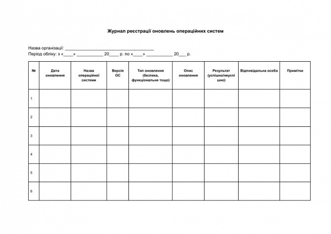 Журнал реєстрації оновлень операційних систем зображення 1