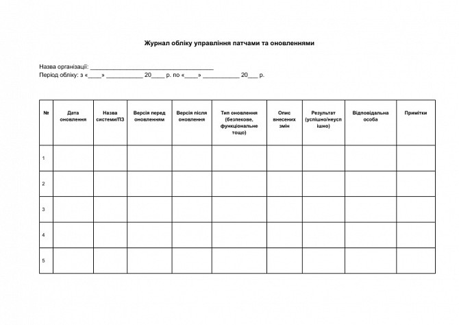 Журнал учета управления патчами и обновлениями изображение 1