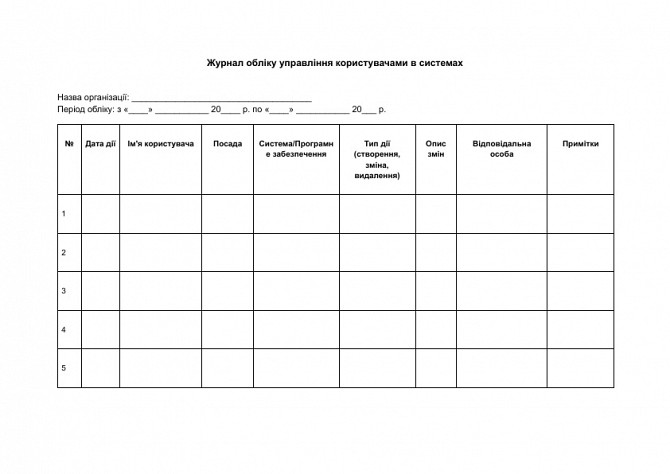 Журнал учета управления пользователями в системах изображение 1