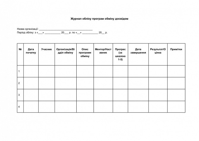 Журнал обліку програм обміну досвідом зображення 1