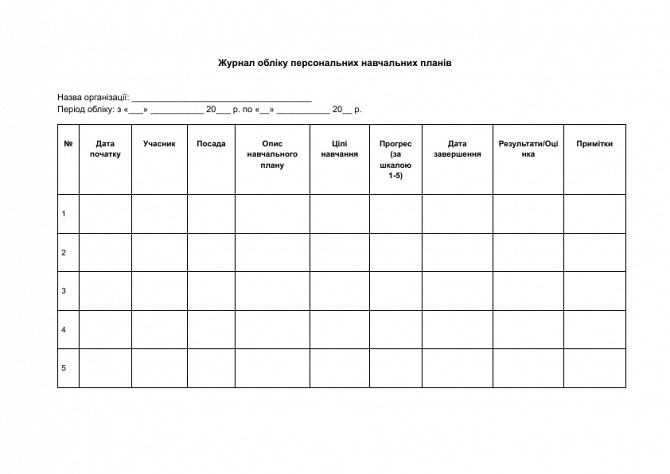 Журнал обліку персональних навчальних планів зображення 1