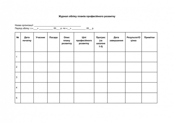 Журнал обліку планів професійного розвитку зображення 1