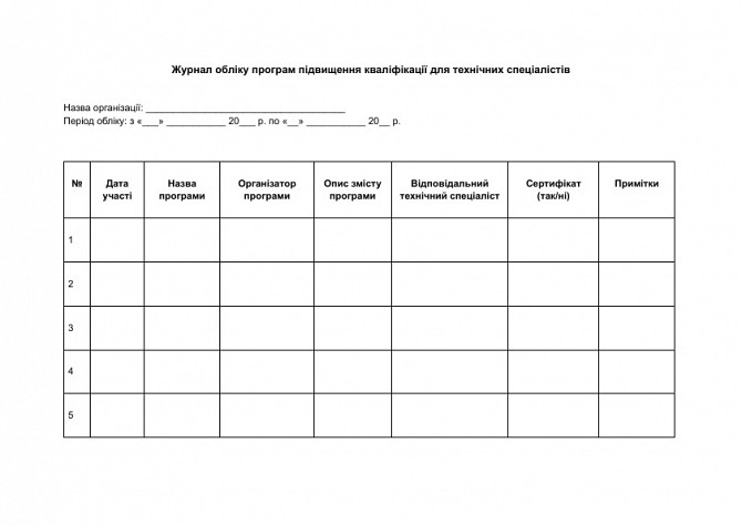 Журнал учета программ повышения квалификации для технических специалистов изображение 1