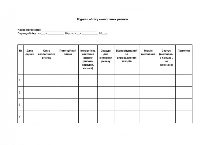Журнал обліку екологічних ризиків зображення 1