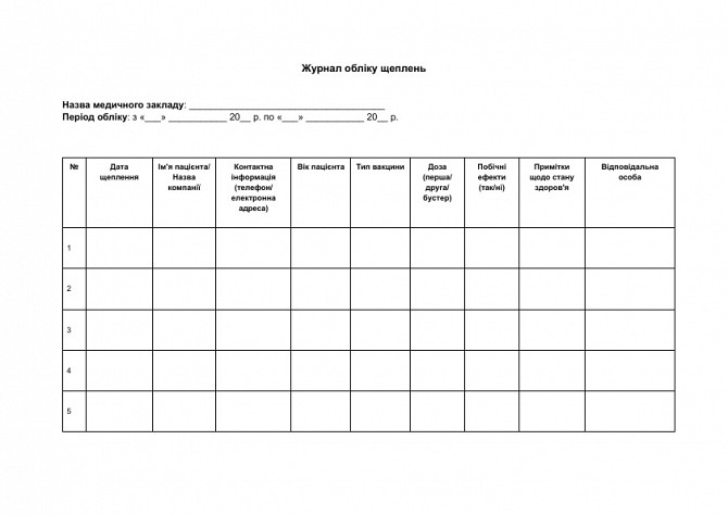 Журнал учета прививок изображение 1