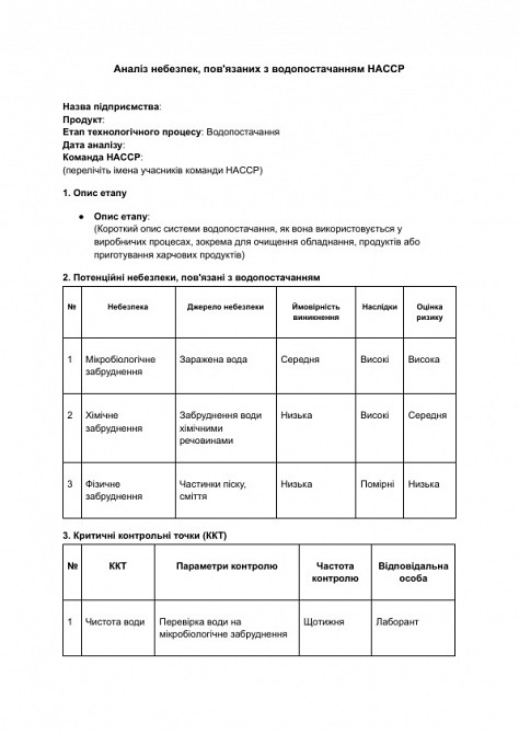 Аналіз небезпек, пов'язаних з водопостачанням HACCP зображення 1