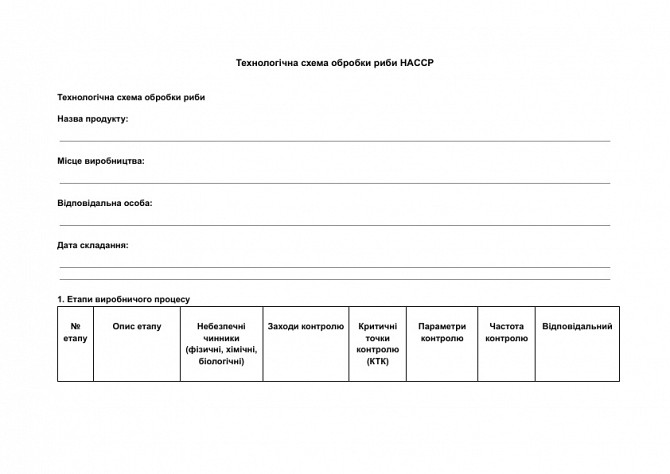Технологічна схема обробки риби HACCP зображення 1