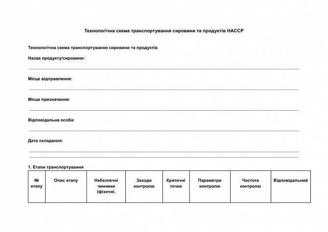 Технологічна схема транспортування сировини та продуктів HACCP зображення 1