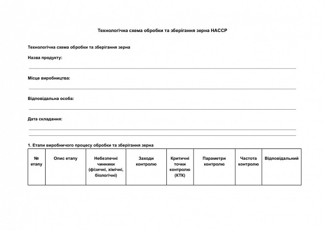 Технологічна схема обробки та зберігання зерна HACCP зображення 1
