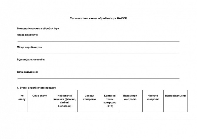 Технологическая схема обработки икры HACCP изображение 1