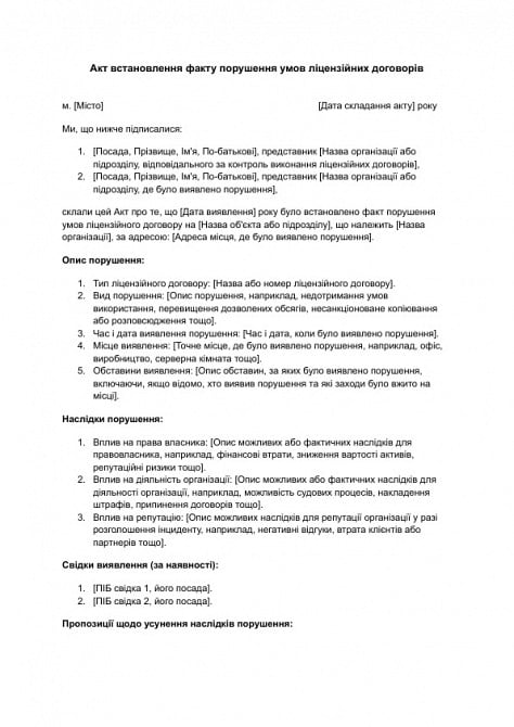 Акт встановлення факту порушення умов ліцензійних договорів зображення 1